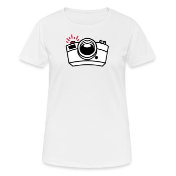 Dessin de caméra photo pour les photographes passionnés - T-shirt respirant Femme - blanc - Devant - AI Model Female 172 dark (172cm)