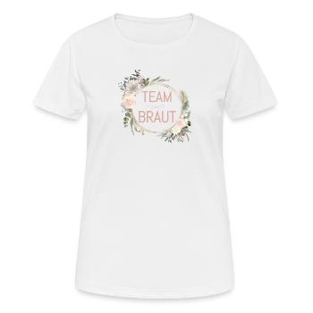 Team Braut! Eukalyptus Blumen Kreis - Frauen T-Shirt atmungsaktiv - Weiß - Vorne - AI Model Female 172 dark (172cm)