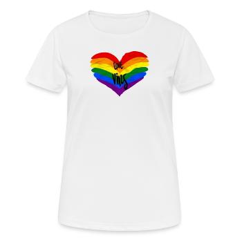 Pride LGBT-Liebe gewinnt - Frauen T-Shirt atmungsaktiv - Weiß - Vorne - AI Model Female 172 dark (172cm)