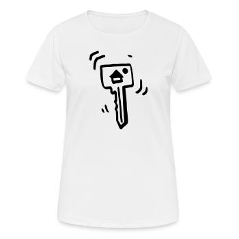 Clé de la maison / clé de maison - Ouverture - Construction - T-shirt respirant Femme - blanc - Devant - AI Model Female 172 dark (172cm)