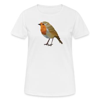 Rotkehlchen Polygonal Vogelkunde - Frauen T-Shirt atmungsaktiv - Weiß - Vorne - AI Model Female 172 dark (172cm)