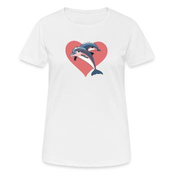 Delfin Delfine Meer - Frauen T-Shirt atmungsaktiv - Weiß - Vorne - AI Model Female 172 dark (172cm)
