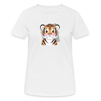 Tiger Gepard Hauskatze - Frauen T-Shirt atmungsaktiv - Weiß - Vorne - AI Model Female 172 dark (172cm)
