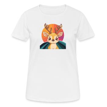 Bois de cerf Cerf Fauve - T-shirt respirant Femme - blanc - Devant - AI Model Female 172 dark (172cm)