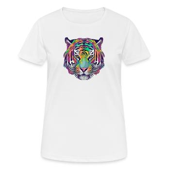 Tiger Kopf Graphic Tee Illustration Art Comic - Frauen T-Shirt atmungsaktiv - Weiß - Vorne - AI Model Female 172 dark (172cm)