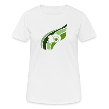 Fotografie Objektiv Kamera - Frauen T-Shirt atmungsaktiv - Weiß - Vorne - AI Model Female 172 dark (172cm)