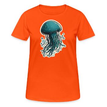 Eine Qualle - Frauen T-Shirt atmungsaktiv - Neonorange - Vorne - AI Model Female 172 dark (172cm)