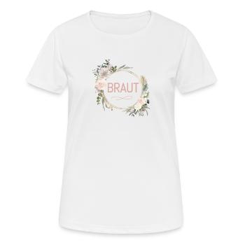 Team Braut! Eukalyptus Blumen Kreis - Frauen T-Shirt atmungsaktiv - Weiß - Vorne - AI Model Female 172 dark (172cm)