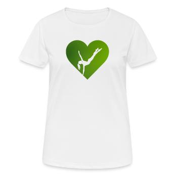 Gymnastique en équilibre sur les mains - T-shirt respirant Femme - blanc - Devant - AI Model Female 172 dark (172cm)