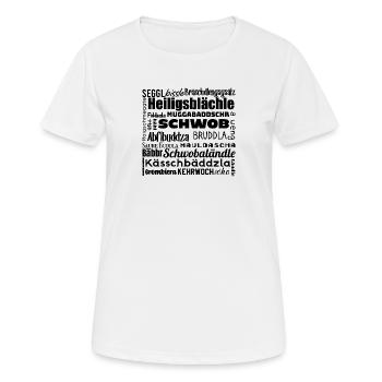 Lustige Schwäbische Wörter Schwaben - Frauen T-Shirt atmungsaktiv - Weiß - Vorne - AI Model Female 172 dark (172cm)
