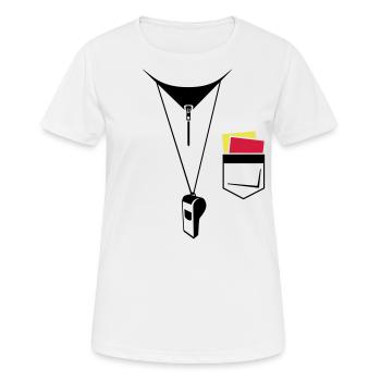 Arbitre - Football - Carte et sifflet - T-shirt respirant Femme - blanc - Devant - AI Model Female 172 dark (172cm)