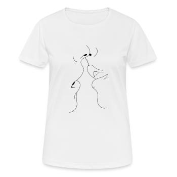 Kuss Liebe - Frauen T-Shirt atmungsaktiv - Weiß - Vorne - AI Model Female 172 dark (172cm)