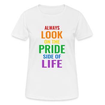 LGBT Regenbogen Gay Pride schwul lesbisch lustig - Frauen T-Shirt atmungsaktiv - Weiß - Vorne - AI Model Female 172 dark (172cm)
