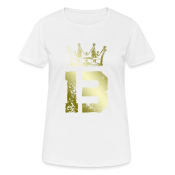 13 Zahl Krone - Frauen T-Shirt atmungsaktiv - Weiß - Vorne - AI Model Female 172 dark (172cm)