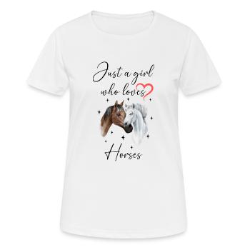 Frau Mädchen Liebe Herz Pferde Reiterin - Frauen T-Shirt atmungsaktiv - Weiß - Vorne - AI Model Female 172 dark (172cm)