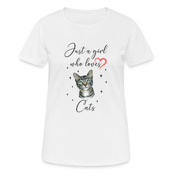 Frau Mädchen Liebe Herz Katze Kätzchen - Frauen T-Shirt atmungsaktiv - Weiß - Vorne - AI Model Female 172 dark (172cm)