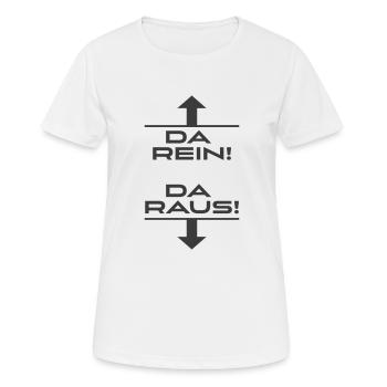 Oben rein unten raus - Frauen T-Shirt atmungsaktiv - Weiß - Vorne - AI Model Female 172 dark (172cm)