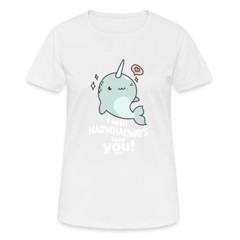 Narwal - Frauen T-Shirt atmungsaktiv - Weiß - Vorne - AI Model Female 172 dark (172cm)