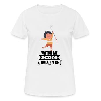 Kind spielt Golf auf dem Golfplatz - Frauen T-Shirt atmungsaktiv - Weiß - Vorne - AI Model Female 172 dark (172cm)