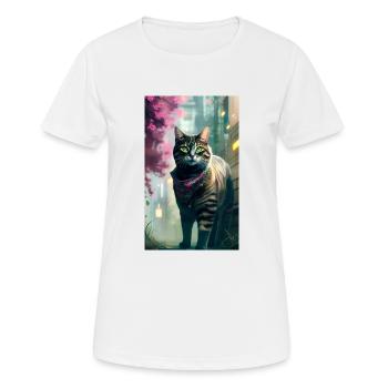Inländisches kurzhaariges Katzenleben - Frauen T-Shirt atmungsaktiv - Weiß - Vorne - AI Model Female 172 dark (172cm)