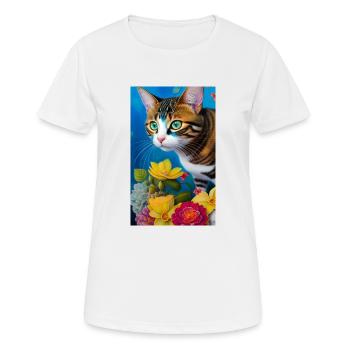 Niedliche kurzhaarige Hauskatze - Frauen T-Shirt atmungsaktiv - Weiß - Vorne - AI Model Female 172 dark (172cm)