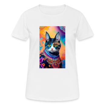 Kurzhaarige Hauskatze - Frauen T-Shirt atmungsaktiv - Weiß - Vorne - AI Model Female 172 dark (172cm)