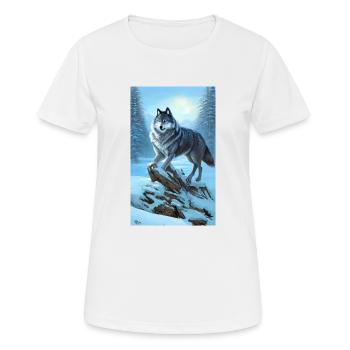 Wolf | Raubtier | Hund | Mystisch - Frauen T-Shirt atmungsaktiv - Weiß - Vorne - AI Model Female 172 dark (172cm)