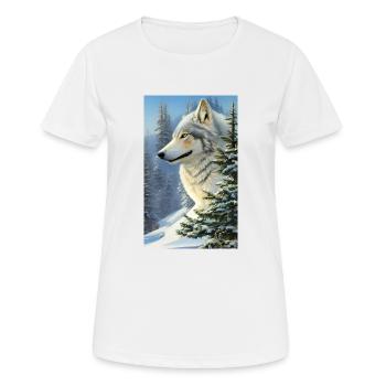 Wolf | Raubtier | Hund | Mystisch - Frauen T-Shirt atmungsaktiv - Weiß - Vorne - AI Model Female 172 dark (172cm)