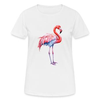 rosa Flamingo, Sommerzeit Urlaubszeit Strand Meer - Frauen T-Shirt atmungsaktiv - Weiß - Vorne - AI Model Female 172 dark (172cm)