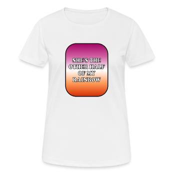 Couple de lesbiennes - T-shirt respirant Femme - blanc - Devant - AI Model Female 172 dark (172cm)