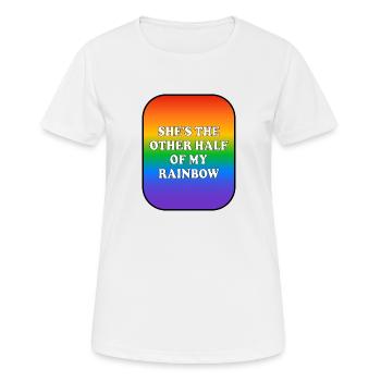 Sie ist die andere Hälfte meines Regenbogens - Frauen T-Shirt atmungsaktiv - Weiß - Vorne - AI Model Female 172 dark (172cm)