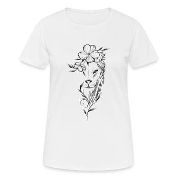 Lion floral dotwork art - T-shirt respirant Femme - blanc - Devant - AI Model Female 172 dark (172cm)