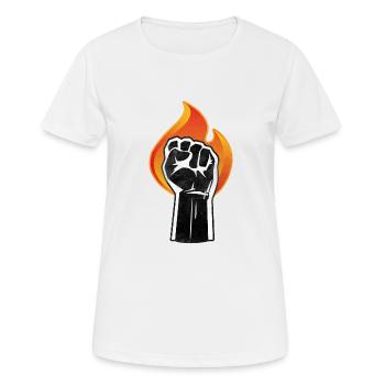 Poing levé brûle symbole de puissance noir - T-shirt respirant Femme - blanc - Devant - AI Model Female 172 dark (172cm)