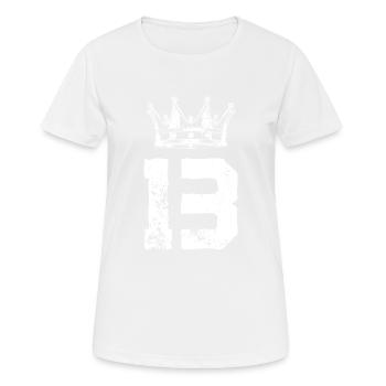 13 Zahl Krone - Frauen T-Shirt atmungsaktiv - Weiß - Vorne - AI Model Female 172 dark (172cm)