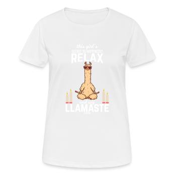 le lama méditatif se détend sans stress - T-shirt respirant Femme - blanc - Devant - AI Model Female 172 dark (172cm)