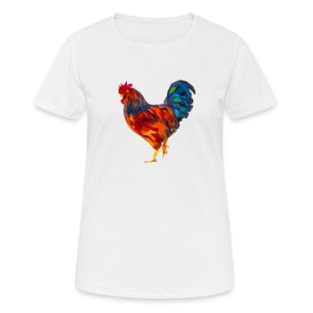 Coq polygone, coloré - T-shirt respirant Femme - blanc - Devant - AI Model Female 172 dark (172cm)