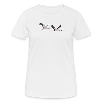 Grues, grue commune, grue eurasienne - T-shirt respirant Femme - blanc - Devant - AI Model Female 172 dark (172cm)