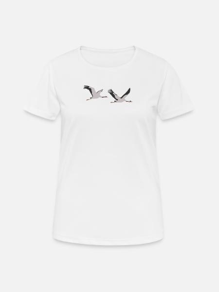 Kraniche, Commoncrane, eurasischer Kranich - Frauen T-Shirt atmungsaktiv - Weiß