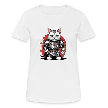 Cat Ritter Knight Katze Geschenk Mittelalter - Frauen T-Shirt atmungsaktiv - Weiß - Vorne - AI Model Female 172 dark (172cm)