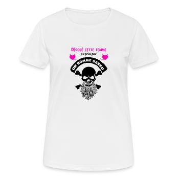 Désolé cette femme est prise par un homme barbu - T-shirt respirant Femme - blanc - Devant - AI Model Female 172 dark (172cm)