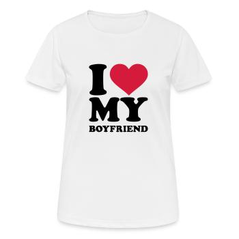 I love my boyfriend - Frauen T-Shirt atmungsaktiv - Weiß - Vorne - AI Model Female 172 dark (172cm)