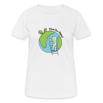 Sauvons notre planète - T-shirt respirant Femme - blanc - Devant - AI Model Female 172 dark (172cm)