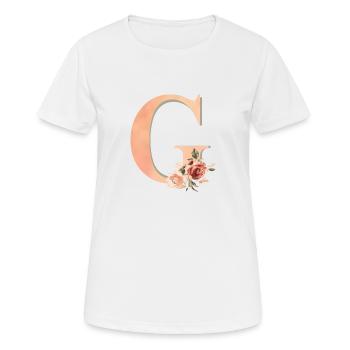 Lettre G avec fleurs - T-shirt respirant Femme - blanc - Devant - AI Model Female 172 dark (172cm)