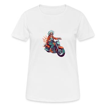 Coole alte Biker Oma - Motorrad Omi - Frauen T-Shirt atmungsaktiv - Weiß - Vorne - AI Model Female 172 dark (172cm)