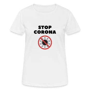 STOP CORONA - T-shirt respirant Femme - blanc - Devant - AI Model Female 172 dark (172cm)
