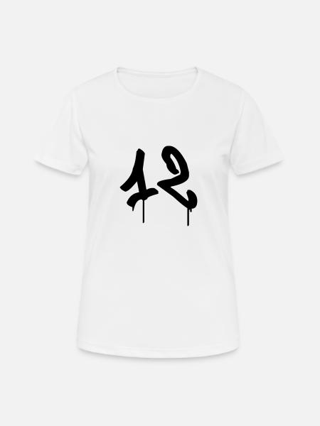 Graffiti : 12 - Frauen T-Shirt atmungsaktiv - Weiß