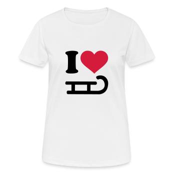 I love Rodeln - Frauen T-Shirt atmungsaktiv - Weiß - Vorne - AI Model Female 172 dark (172cm)