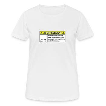 Warnung - Frauen T-Shirt atmungsaktiv - Weiß - Vorne - AI Model Female 172 dark (172cm)
