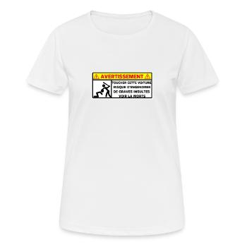 Warnung - Frauen T-Shirt atmungsaktiv - Weiß - Vorne - AI Model Female 172 dark (172cm)