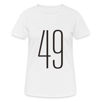 49 - Frauen T-Shirt atmungsaktiv - Weiß - Vorne - AI Model Female 172 dark (172cm)